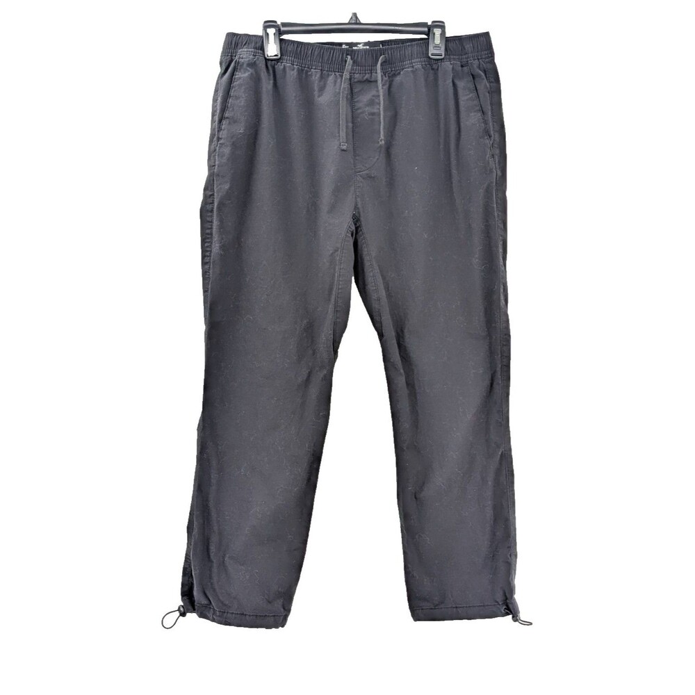 Hollister Black Adjustable Ankle Tie Baggy Wide Leg Jogger Pants Size Large